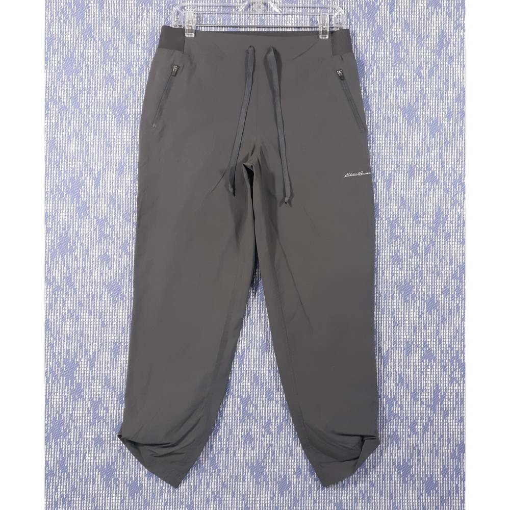 Eddie Bauer Pants Womens Medium Gray Nylon Stretch Hiking Outdoor Elastic Waist